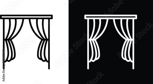 Curtain icon pack in black and white colors