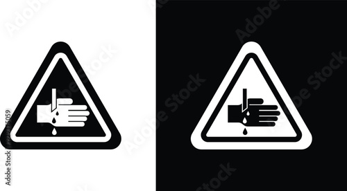 Cutting hand straight blade sign pack in black and white colors