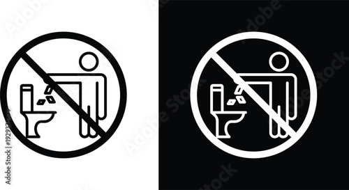 Do not litter in toilet sign pack in black and white colors