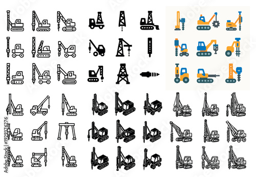 Construction equipment and machinery icons