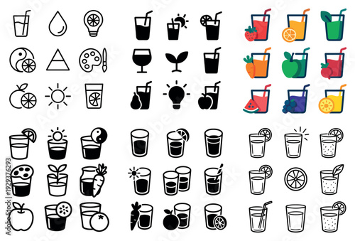 Assorted beverage and juice cup symbols