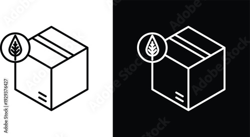 Eco packaging icon pack in black and white colors