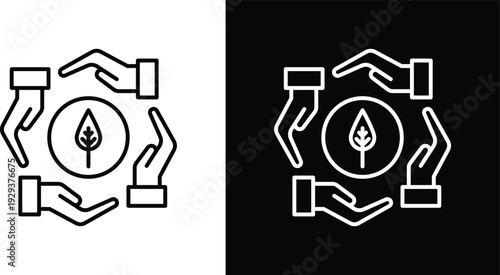 Environment protection icon pack in black and white colors