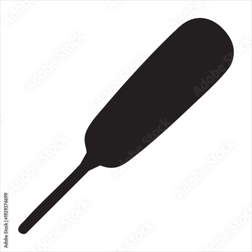 Black silhouette of corn dog snack- Solid black silhouette of a corn dog on a stick, representing carnival food, street snacks, fast food, and fun fair treats Adobe Illustrator Artwork