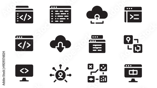 Web Development Icons Set on White Background