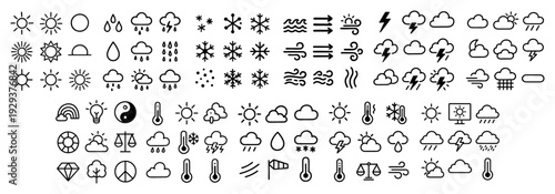 Weather and climate icons in outline style