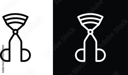 Eyelash curler icon pack in black and white colors