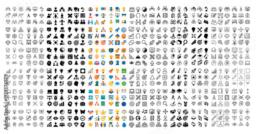 Mixed color and outline icons displayed together