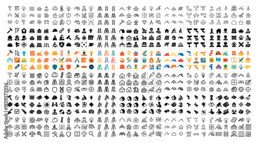 Assorted construction and home repair symbols grid
