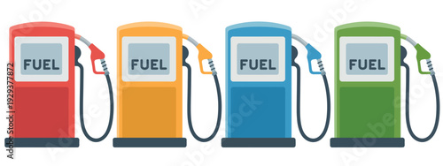 Gas Station Pump Illustration, Professional Vector Graphic of a Petrol Dispenser with Fuel Nozzle for Automotive and Energy Concepts