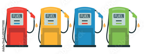 Gas Station Pump with Fuel Nozzle, Petrol Pump Vector Illustration