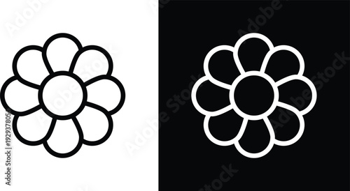 Flowers icon pack in black and white colors