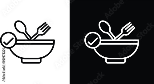 Food safety icon pack in black and white colors