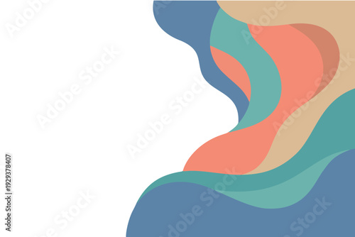 Minimal flat vector background featuring soft organic layered shapes with modern color palette. Suitable for branding, presentation slides, posters, and web design.