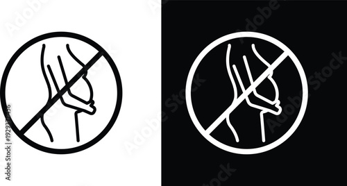 Forbidden pregnant icon pack in black and white colors