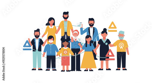 Diverse People Connection Network Illustration for Global Community, Teamwork, and Social Collaboration