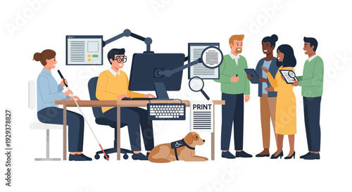 Empowering Diverse Teams: Accessibility, Collaboration, and Inclusivity in a Modern Office Environment with Visually Impaired Professional and Service Dog