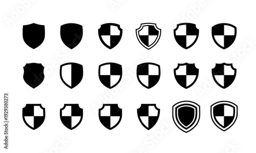 Shield Icon Set – Security Badge and Protection Emblem Vector Collection
