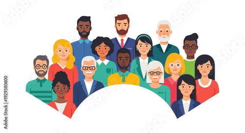 Diverse People Group Form a Heart Shape Illustration - Community, Inclusion & Unity Concept