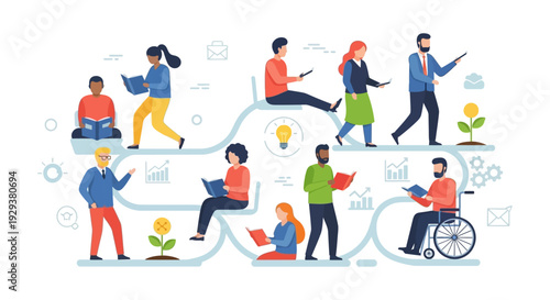 Diverse People Engaged in Learning and Professional Development: A Continuous Journey of Knowledge, Growth, and Innovation