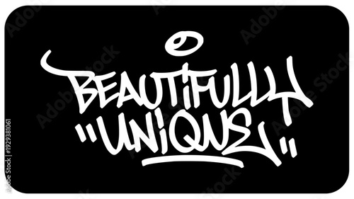 Beautifully Unique Graffiti Tag White. Bold Urban Street Art Lettering on Black Background for Artistic Product Identity and Creative Branding.