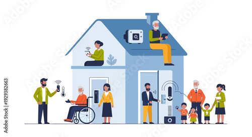 Smart Home Automation: Diverse Family Utilizing IoT Devices for Modern Living, Security, Convenience & Accessibility