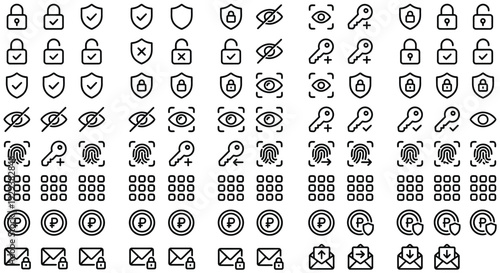 Vector alphabet set featuring numbers and symbols in a professional business icon collection designed for mobile web and internet media applications