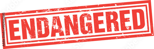 Endangered. Vector Red Rubber Stamp.