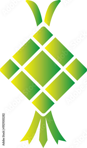 Traditional Indonesian Ketupat Rice Dumpling Woven Palm Leaf Icon for Eid Ramadan Celebration Illustration