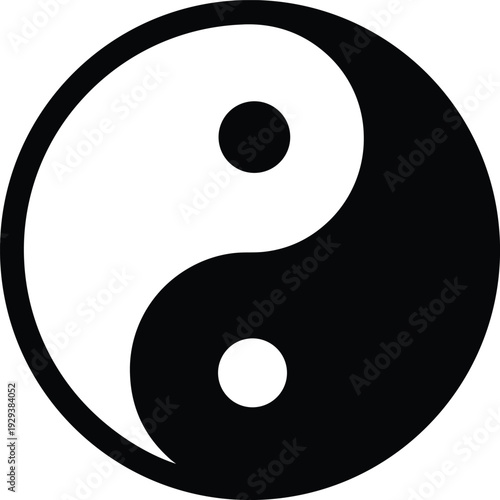 yin yang circle silhouette vector illustration on transparent background