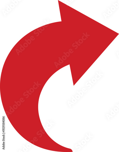 Red Curved Arrow Icon Group in Flat Style Vector, Direction Pointer Navigation Symbol Bundle Pack, Swirl Rotate Flow Sign Silhouette Outline Design