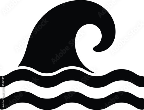 wave crest curl silhouette vector illustration on transparent background