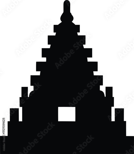 temple spire hindu style silhouette vector illustration on transparent background