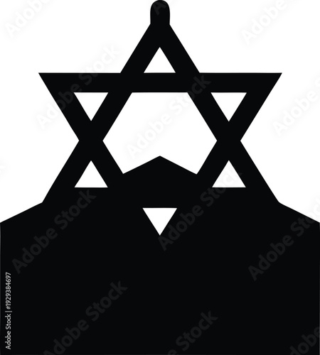 synagogue star of david roof silhouette vector illustration on transparent background
