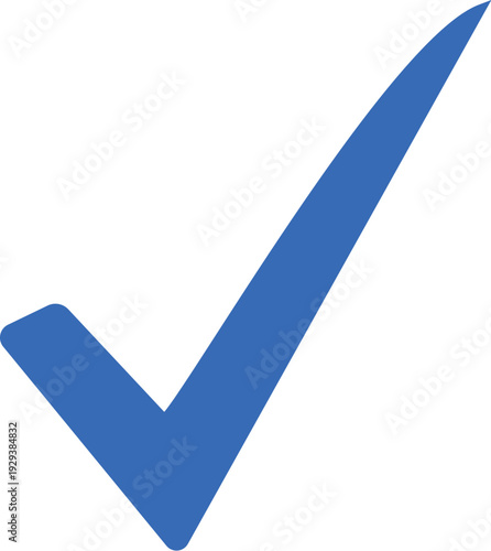 A blue checkmark icon on a white background