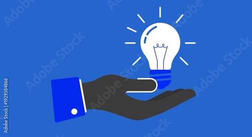 Hand Holding Light Bulb Idea Concept.