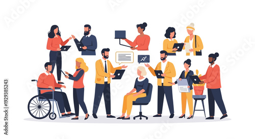 Diverse Business Team Collaboration and Communication. Inclusive Professionals Using Digital Technology for Teamwork and Connectivity.