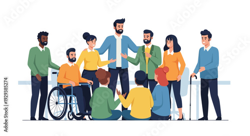Diverse Group Meeting with Inclusive Representation of People with Disabilities