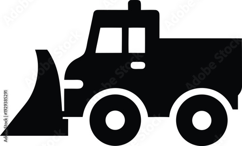 snowplow truck silhouette vector illustration on transparent background