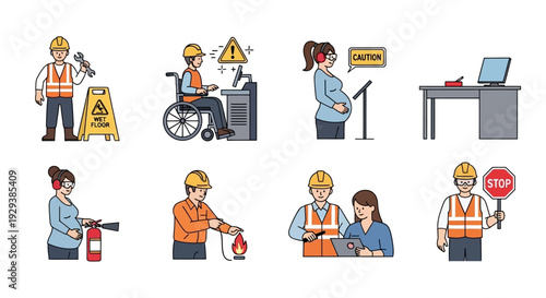 Workplace Safety and Occupational Health: Diverse Workforce Training, Hazard Prevention, and Emergency Preparedness Illustrations