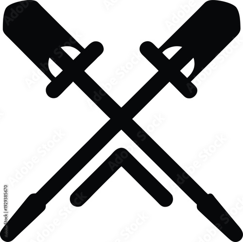 ski poles crossed silhouette vector illustration on transparent background