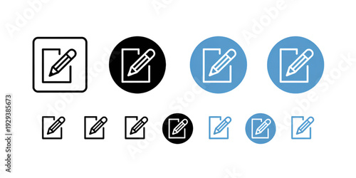 Assorted icons representing various actions and states of documents and files isolated on transparent background