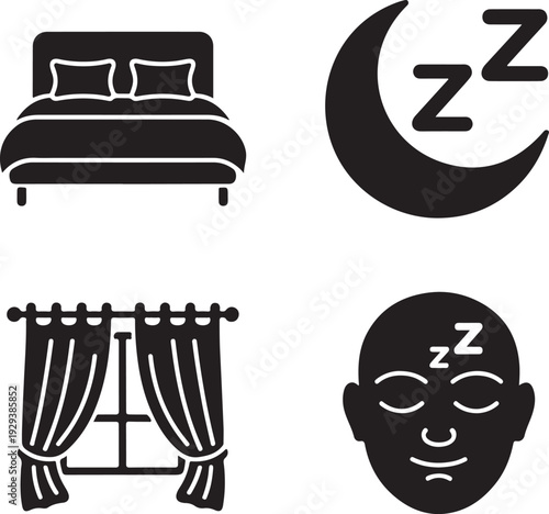 Four black representing sleep and nighttime pillows