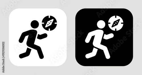 Exploration Drive Icon In Black and White Glyph Style