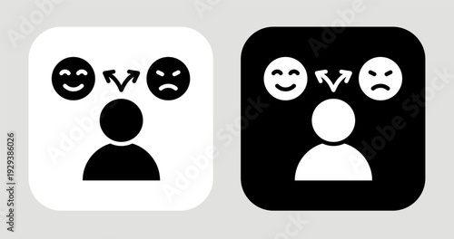 Emotional Awareness Icon In Black and White Glyph Style