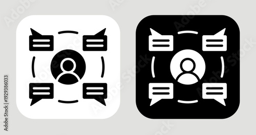Social Influence Icon In Black and White Glyph Style