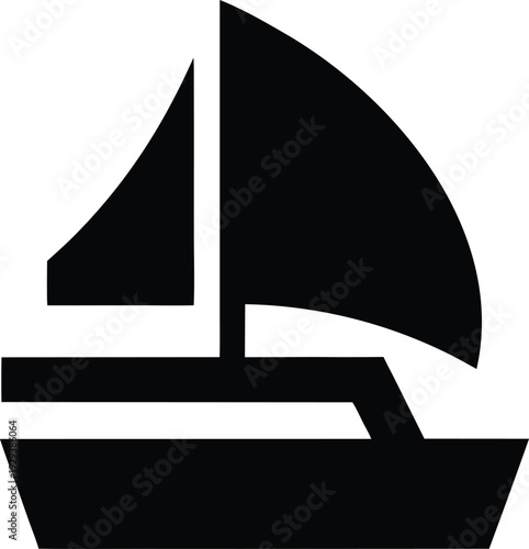 sailboat with single mast silhouette vector illustration on transparent background