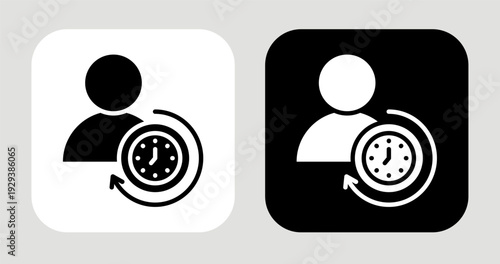 Time Awareness Icon In Black and White Glyph Style