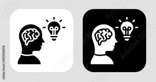 Rational Thinking Icon In Black and White Glyph Style