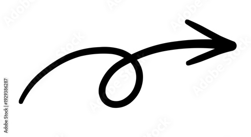 Whimsical hand-drawn arrow illustration pointing right, perfect for indicating direction or flow in creative projects and user interfaces